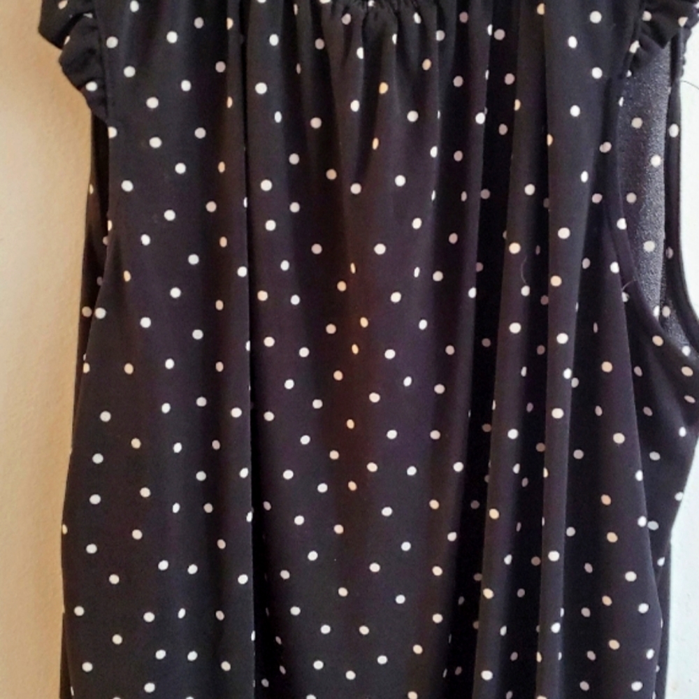 Black white polka dot blouse